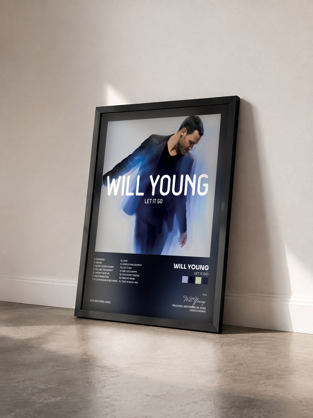 #noir Tableau de l'album Let It Go de Will Young vu de trois quarts, cadre noir