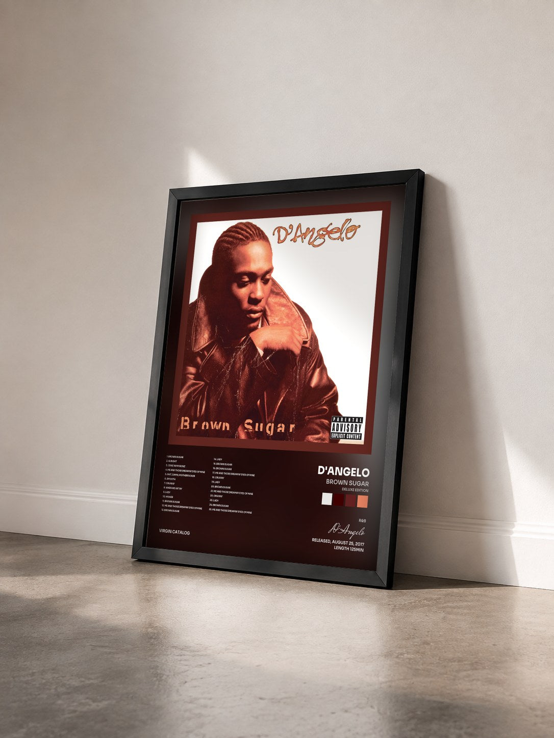 #noir Tableau de l'album Brown Sugar (Deluxe Edition) de D'Angelo vu de trois quarts, cadre noir