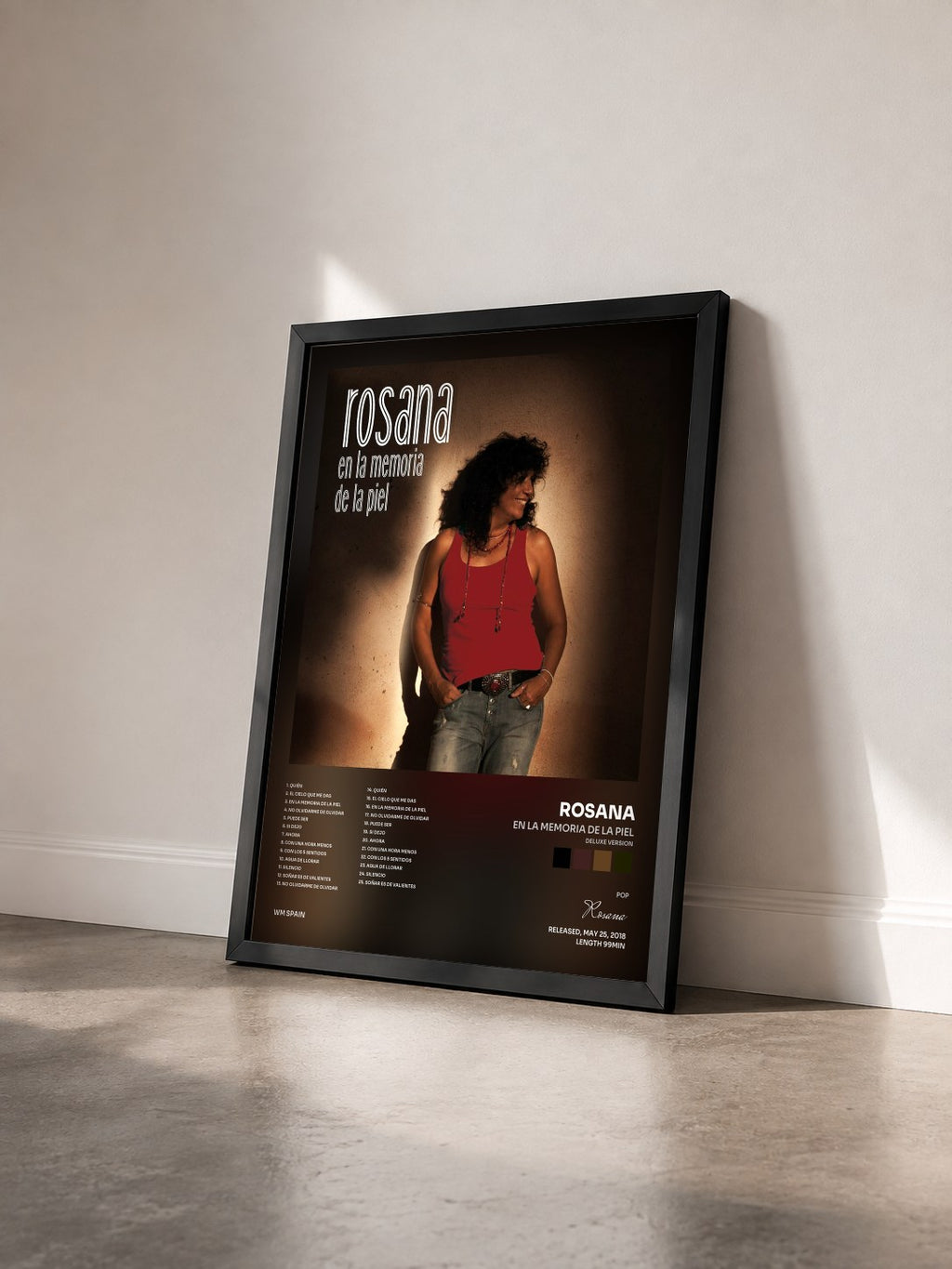 #noir Tableau de l'album En la memoria de la piel (Deluxe Version) de Rosana vu de trois quarts, cadre noir
