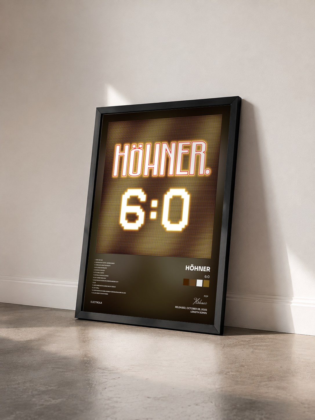 #noir Tableau de l'album 6:0 de Höhner vu de trois quarts, cadre noir