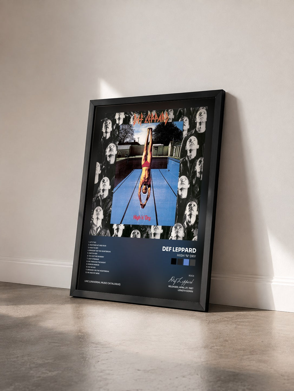 #noir Tableau de l'album High 'N' Dry de Def Leppard vu de trois quarts, cadre noir