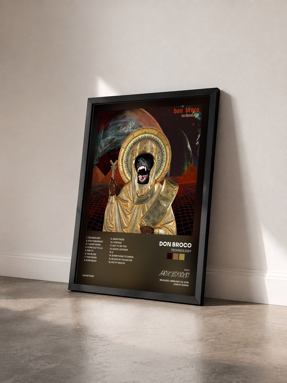 #noir Tableau de l'album Technology de DON BROCO vu de trois quarts, cadre noir