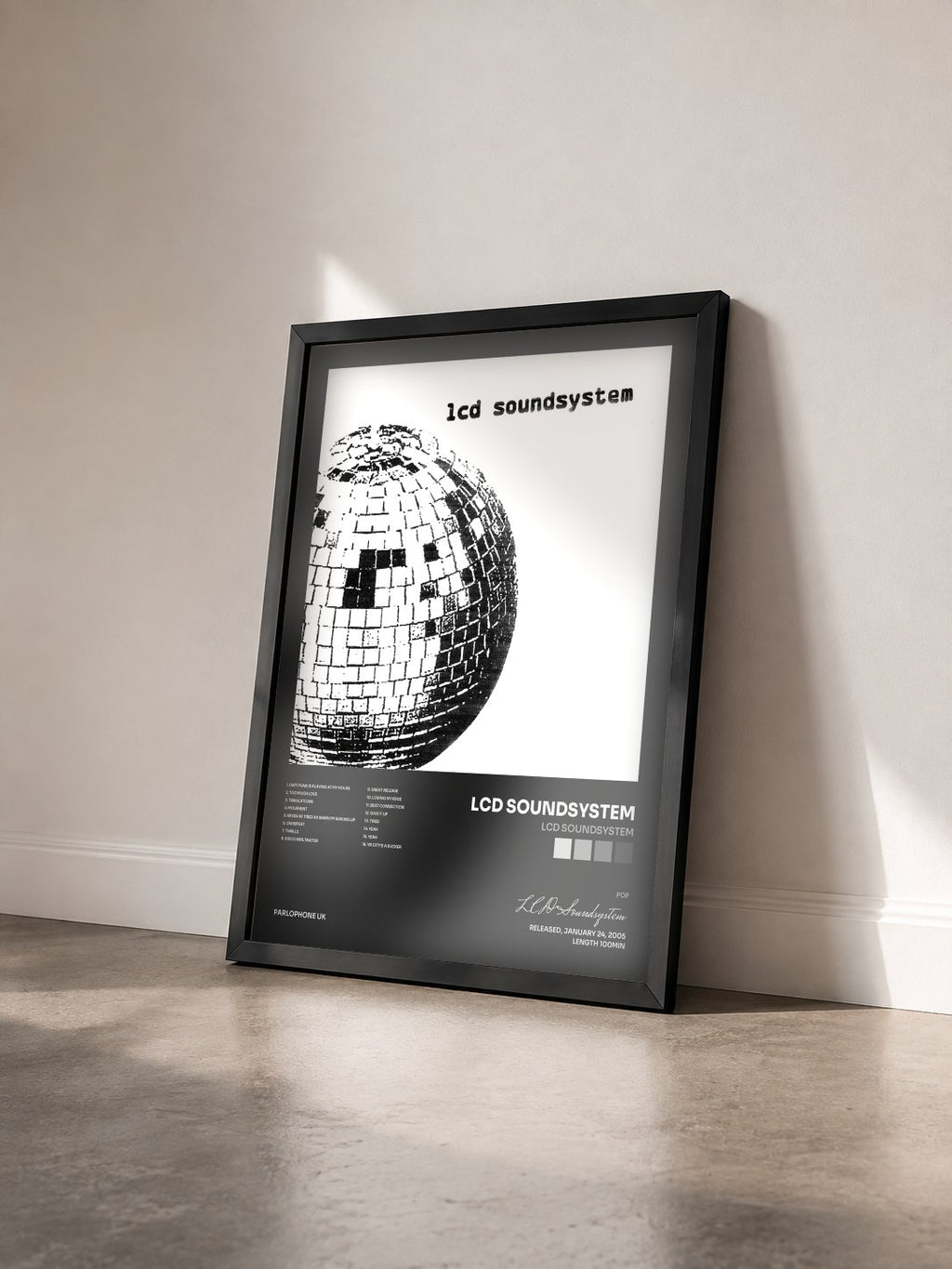 #noir Tableau de l'album LCD Soundsystem de LCD Soundsystem vu de trois quarts, cadre noir