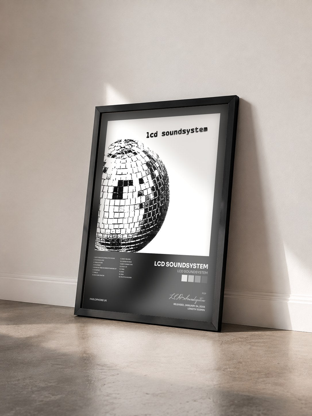 #noir Tableau de l'album LCD Soundsystem de LCD Soundsystem vu de trois quarts, cadre noir