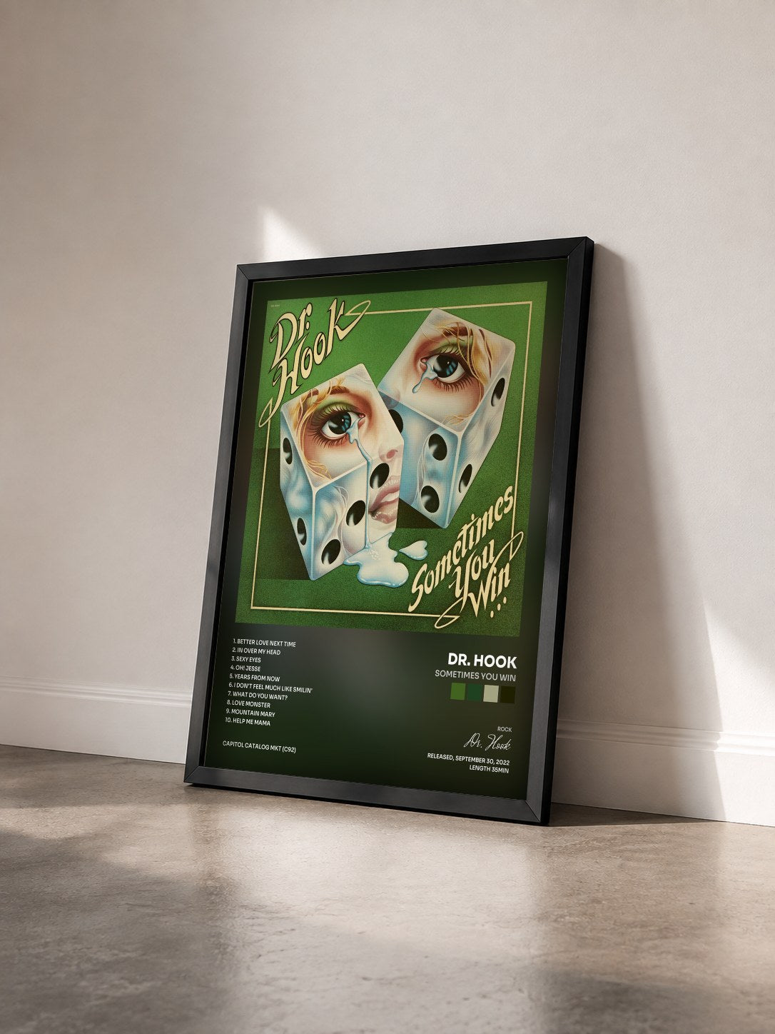 #noir Tableau de l'album Sometimes You Win de Dr. Hook vu de trois quarts, cadre noir