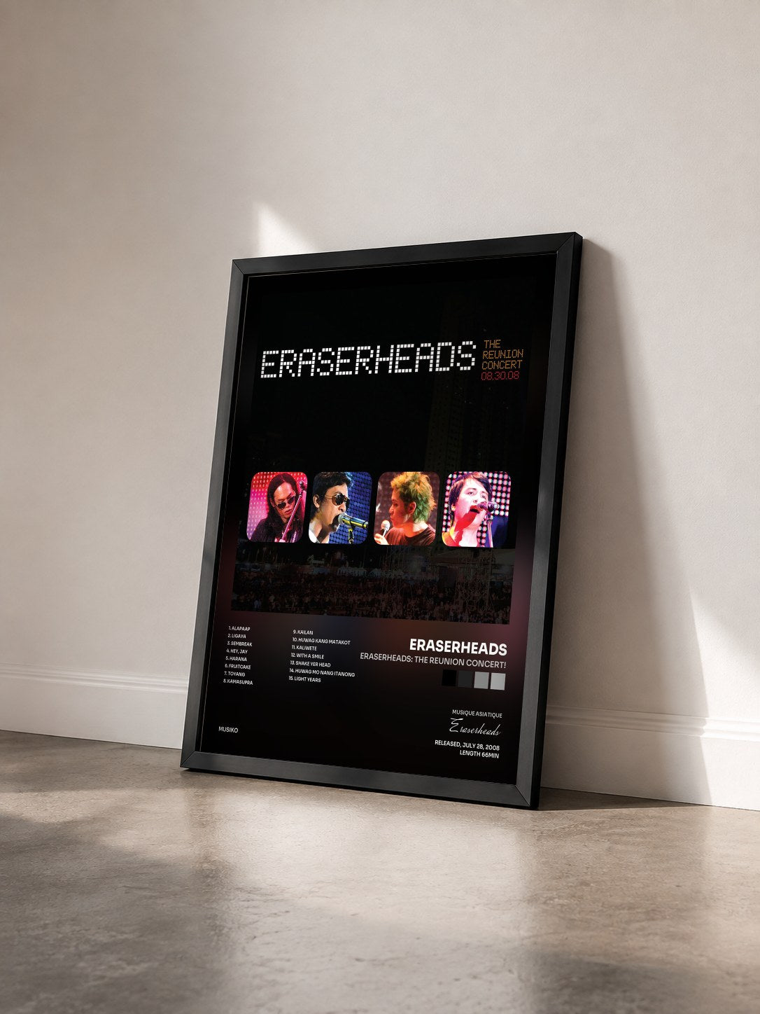 #noir Tableau de l'album Eraserheads: The Reunion Concert! de Eraserheads vu de trois quarts, cadre noir
