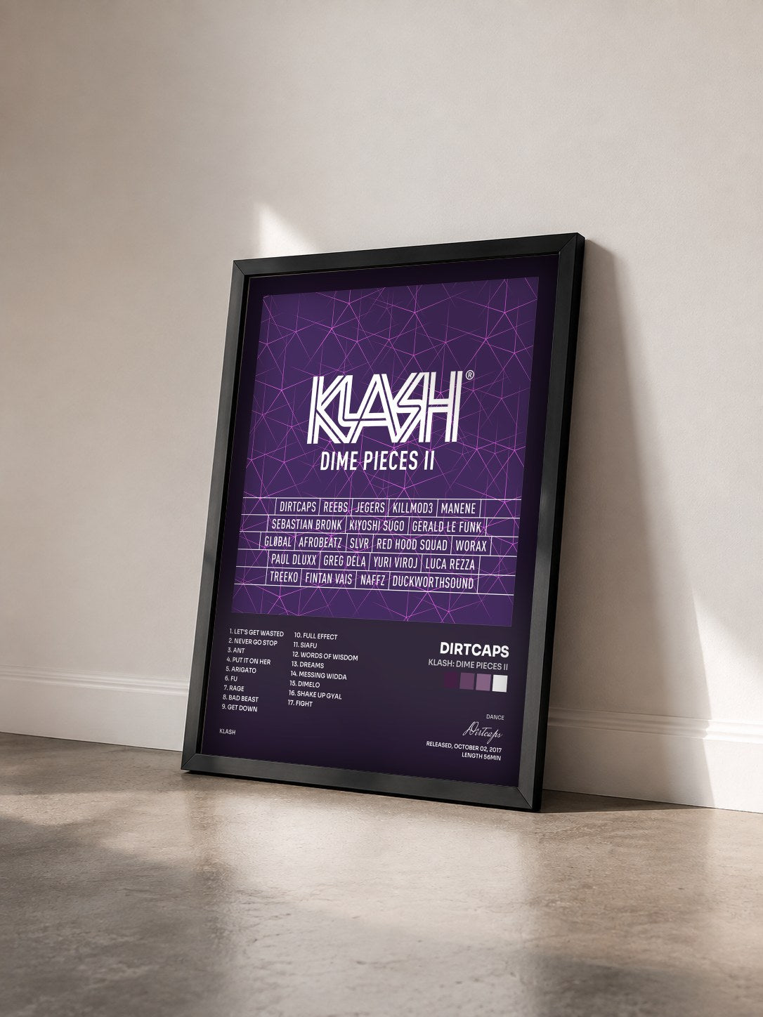 #noir Tableau de l'album KLASH: Dime Pieces II de Dirtcaps vu de trois quarts, cadre noir