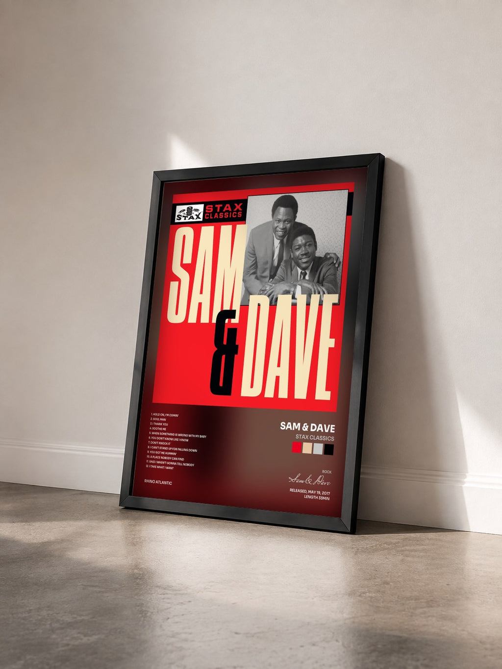 #noir Tableau de l'album Stax Classics de Sam & Dave vu de trois quarts, cadre noir