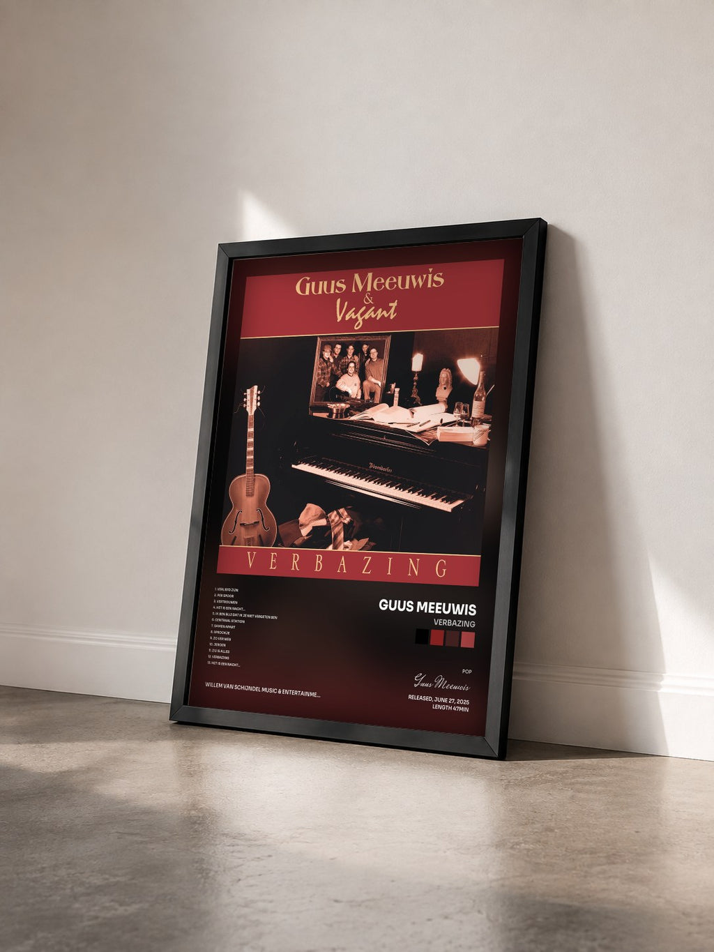 #noir Tableau de l'album Verbazing de Guus Meeuwis vu de trois quarts, cadre noir