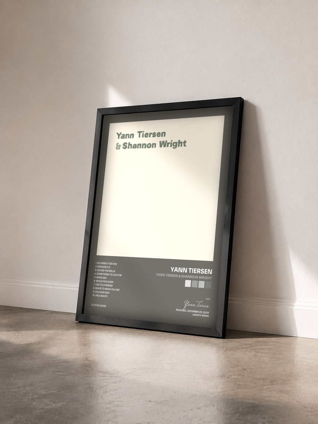 #noir Tableau de l'album Yann tiersen & shannon wright de Yann Tiersen vu de trois quarts, cadre noir