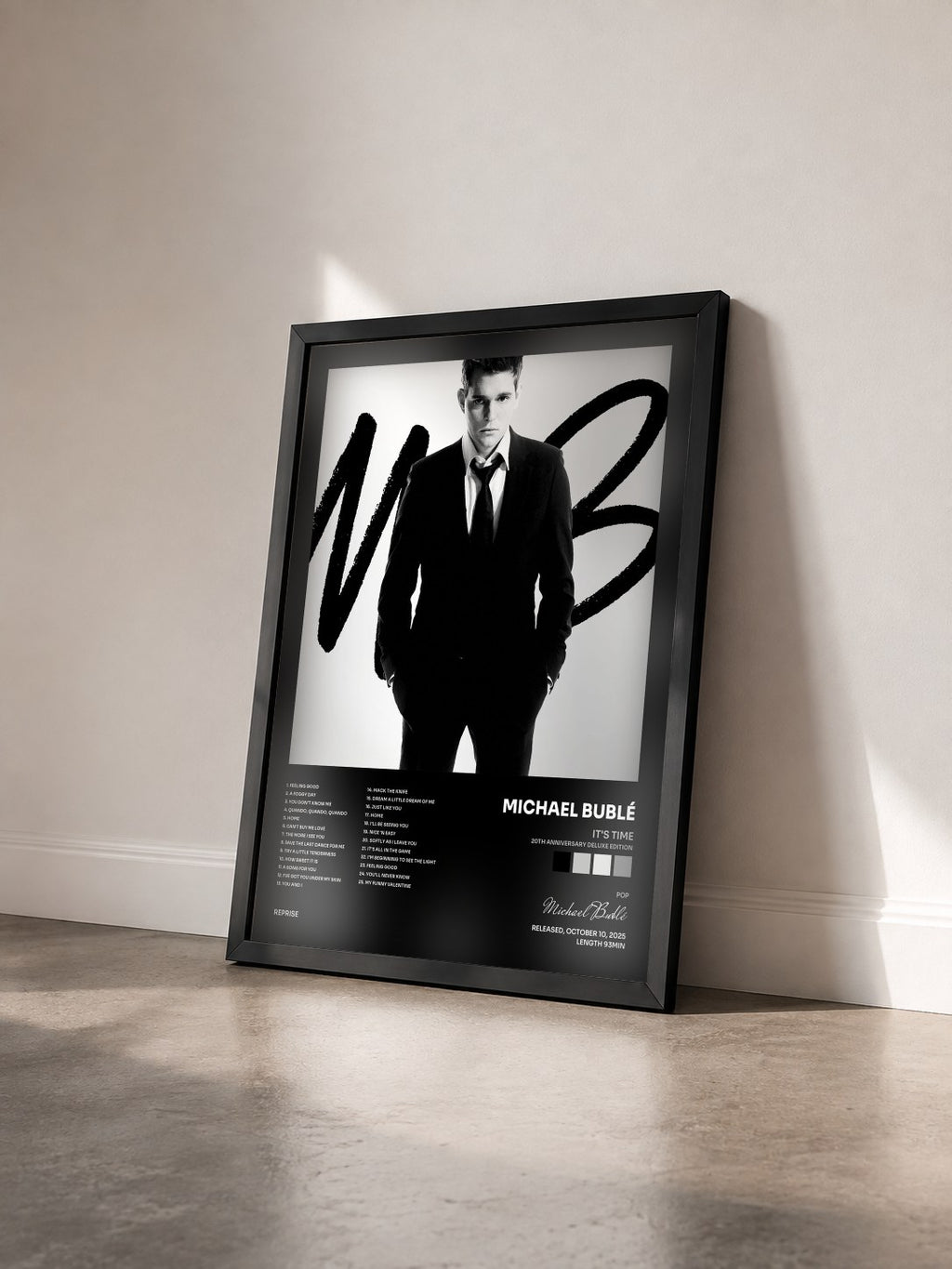 #noir Tableau de l'album It's Time (20th Anniversary Deluxe Edition) de Michael Bublé vu de trois quarts, cadre noir