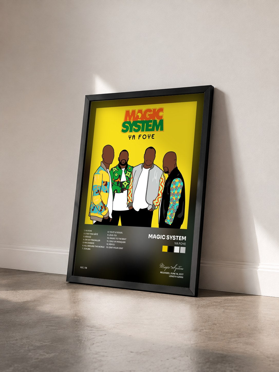 #noir Tableau de l'album Ya Foye de Magic System vu de trois quarts, cadre noir