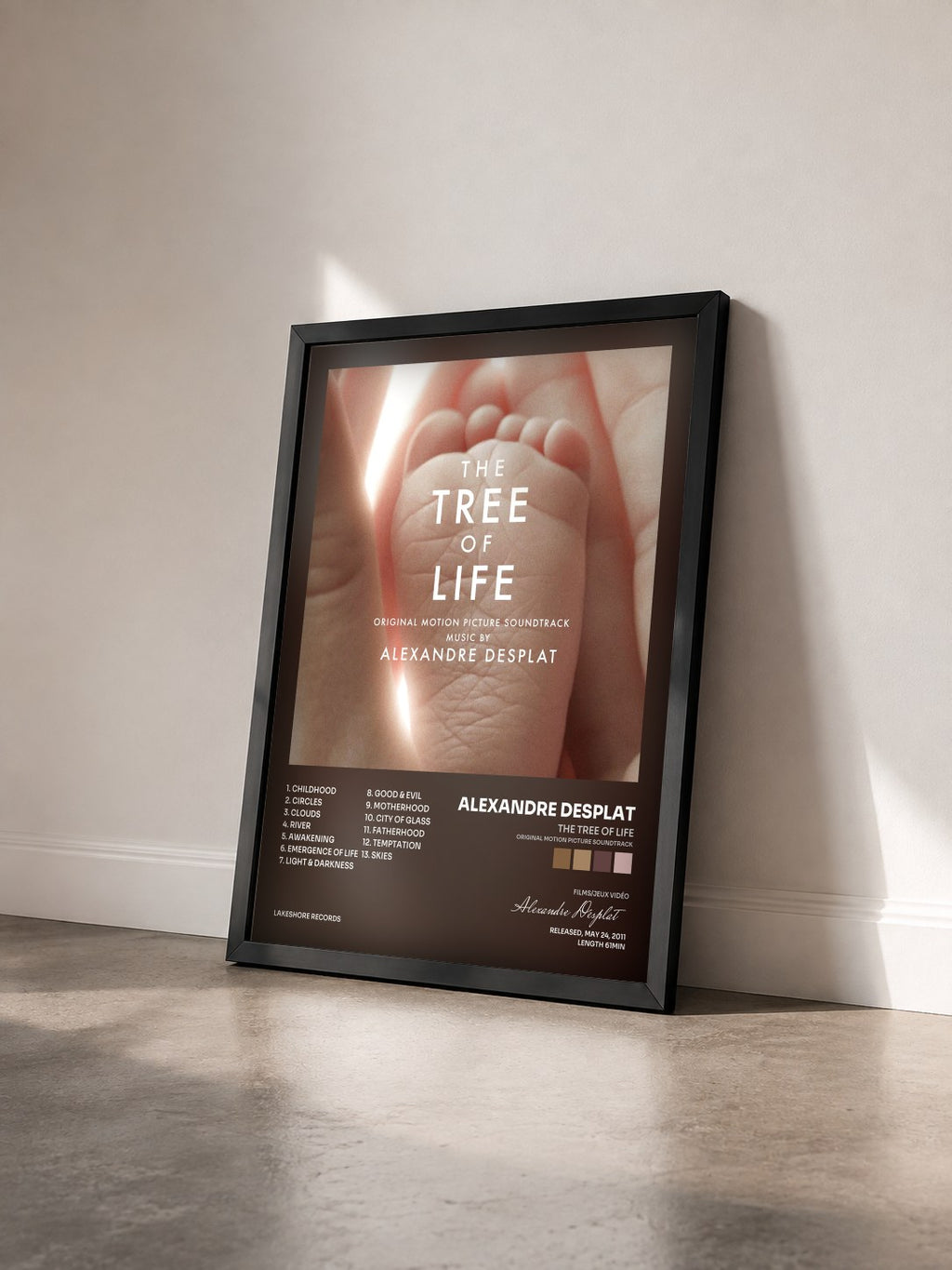 #noir Tableau de l'album The Tree of Life (Original Motion Picture Soundtrack) de Alexandre Desplat vu de trois quarts, cadre noir