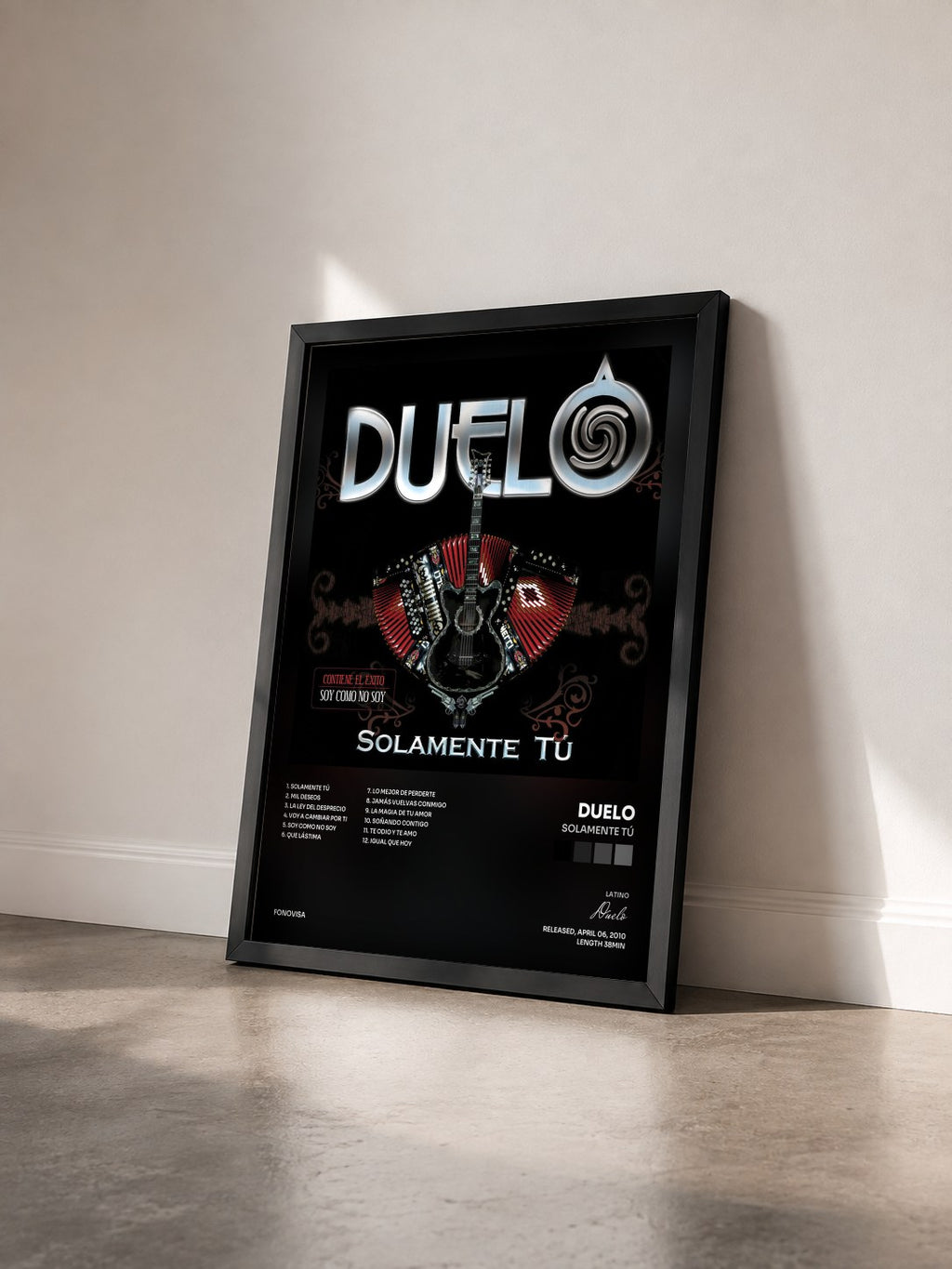#noir Tableau de l'album Solamente Tú de Duelo vu de trois quarts, cadre noir