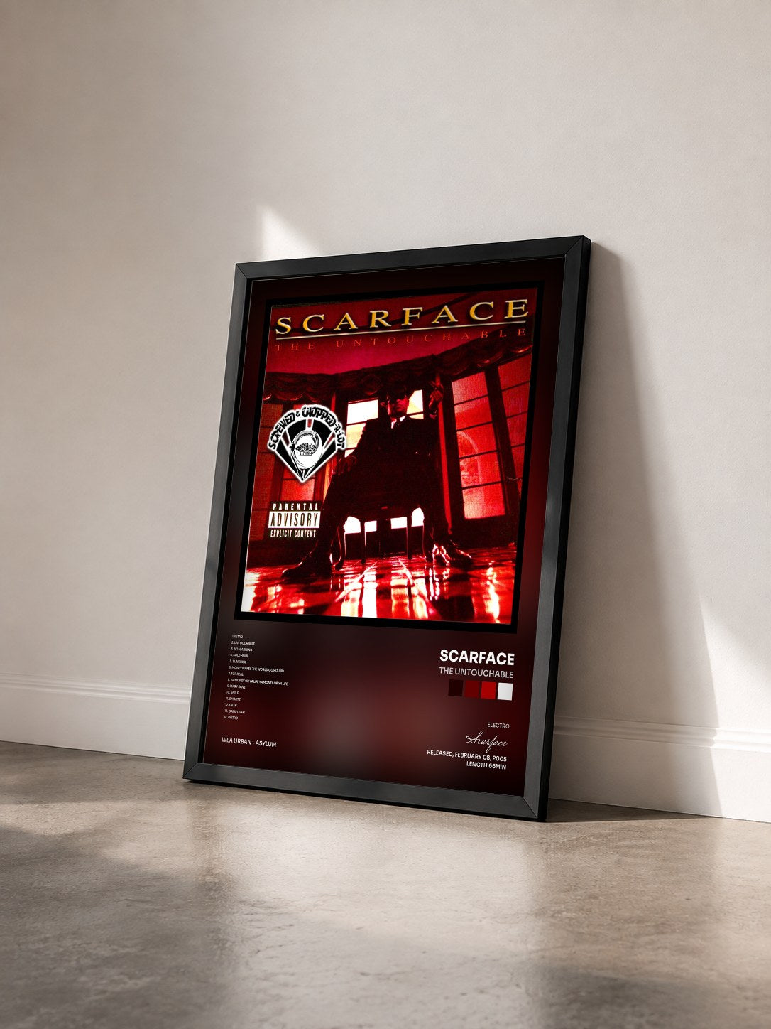 #noir Tableau de l'album The Untouchable de Scarface vu de trois quarts, cadre noir