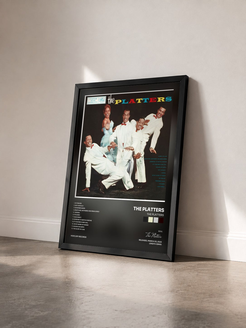 #noir Tableau de l'album The Platters de The Platters vu de trois quarts, cadre noir