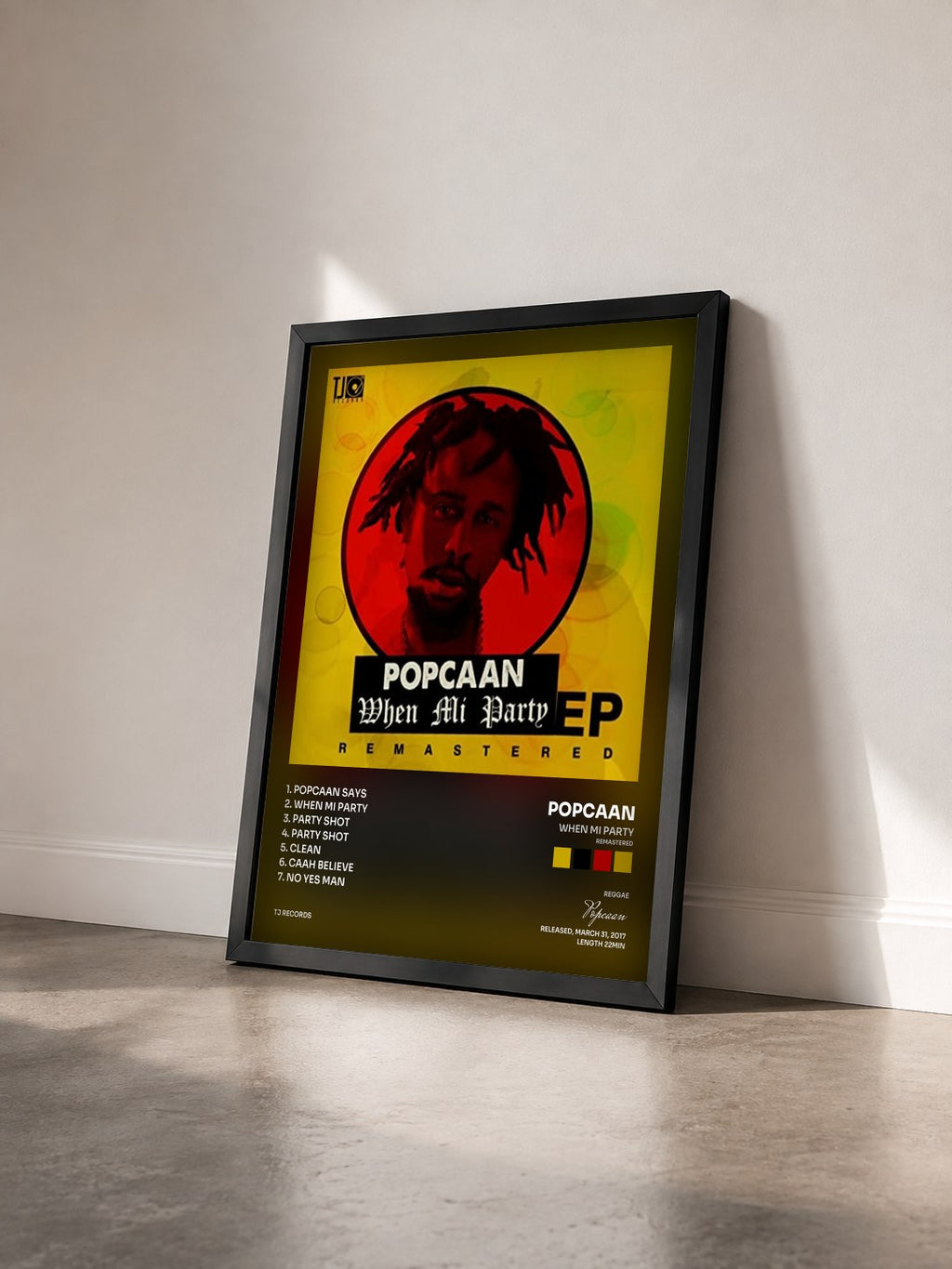 #noir Tableau de l'album When Mi Party (Remastered) de Popcaan vu de trois quarts, cadre noir