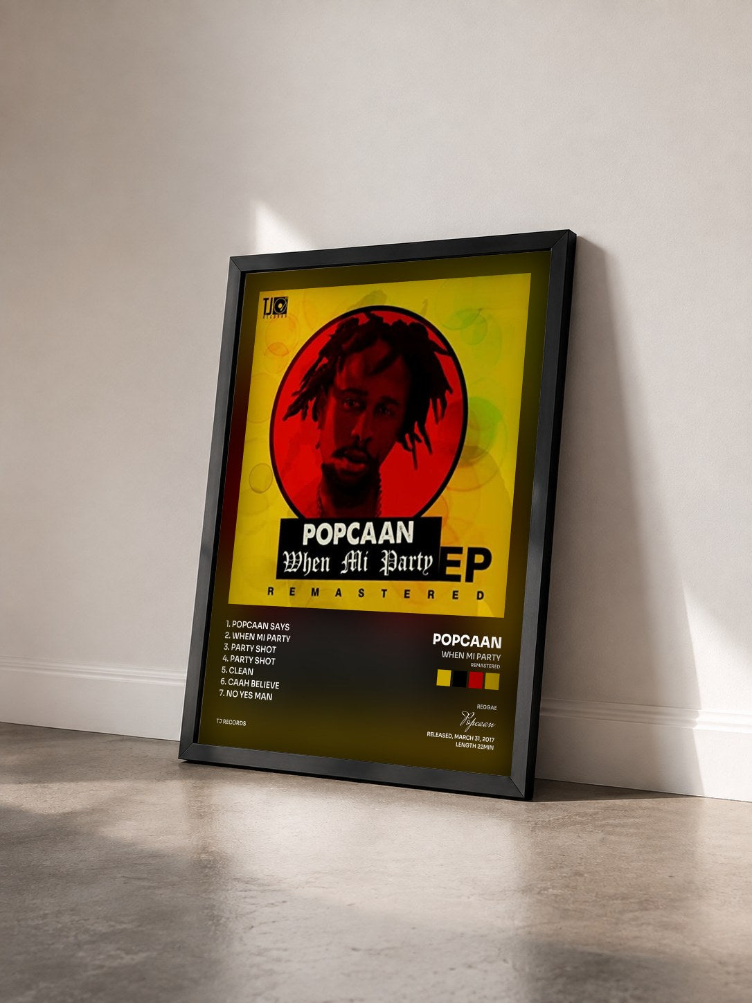 #noir Tableau de l'album When Mi Party (Remastered) de Popcaan vu de trois quarts, cadre noir
