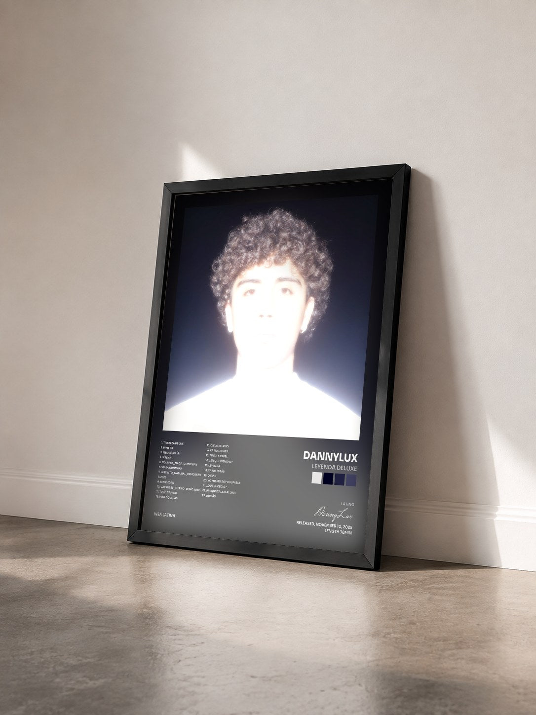 #noir Tableau de l'album LEYENDA DELUXE de DannyLux vu de trois quarts, cadre noir