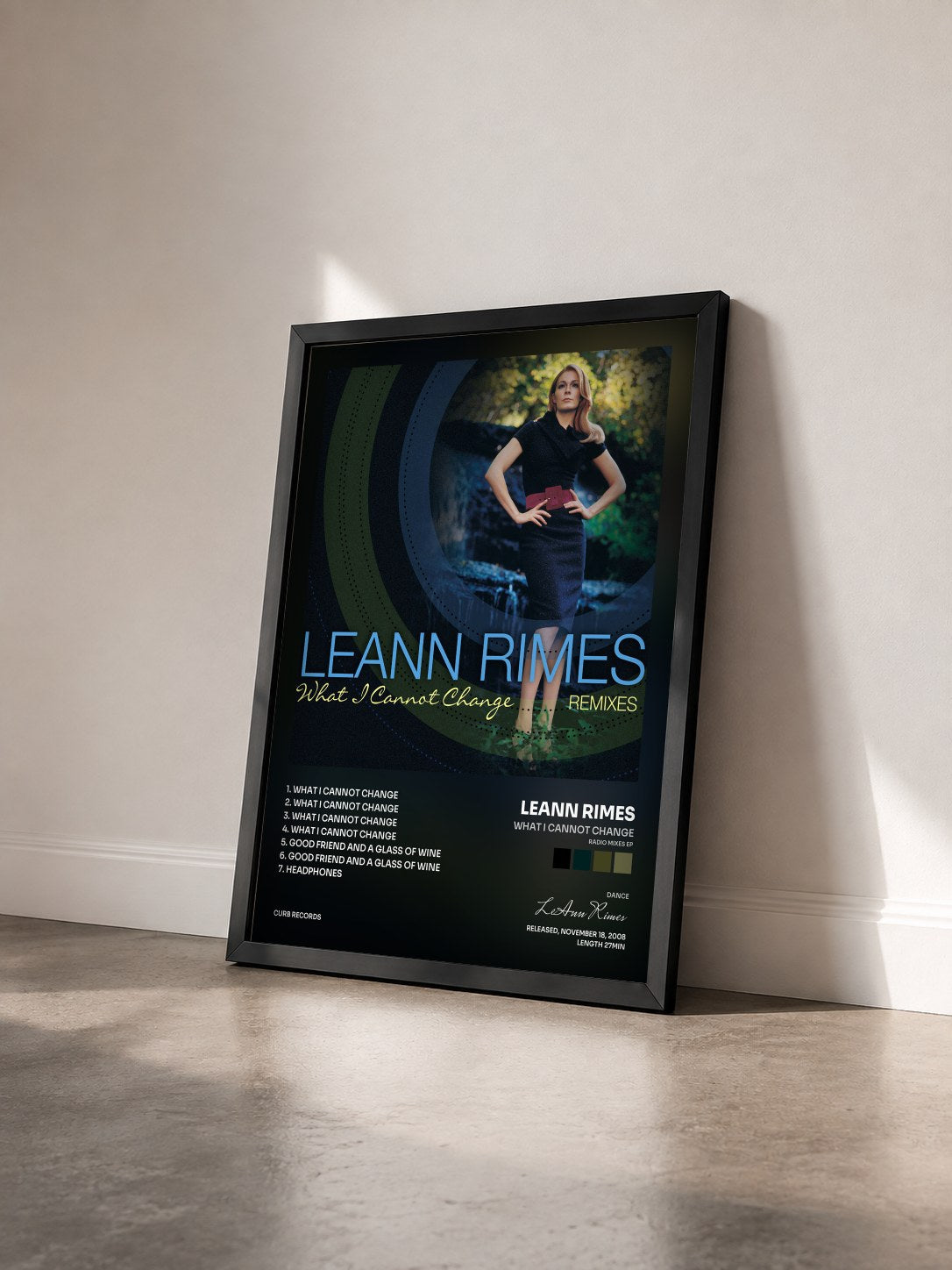 #noir Tableau de l'album What I Cannot Change (Radio Mixes EP) de LeAnn Rimes vu de trois quarts, cadre noir