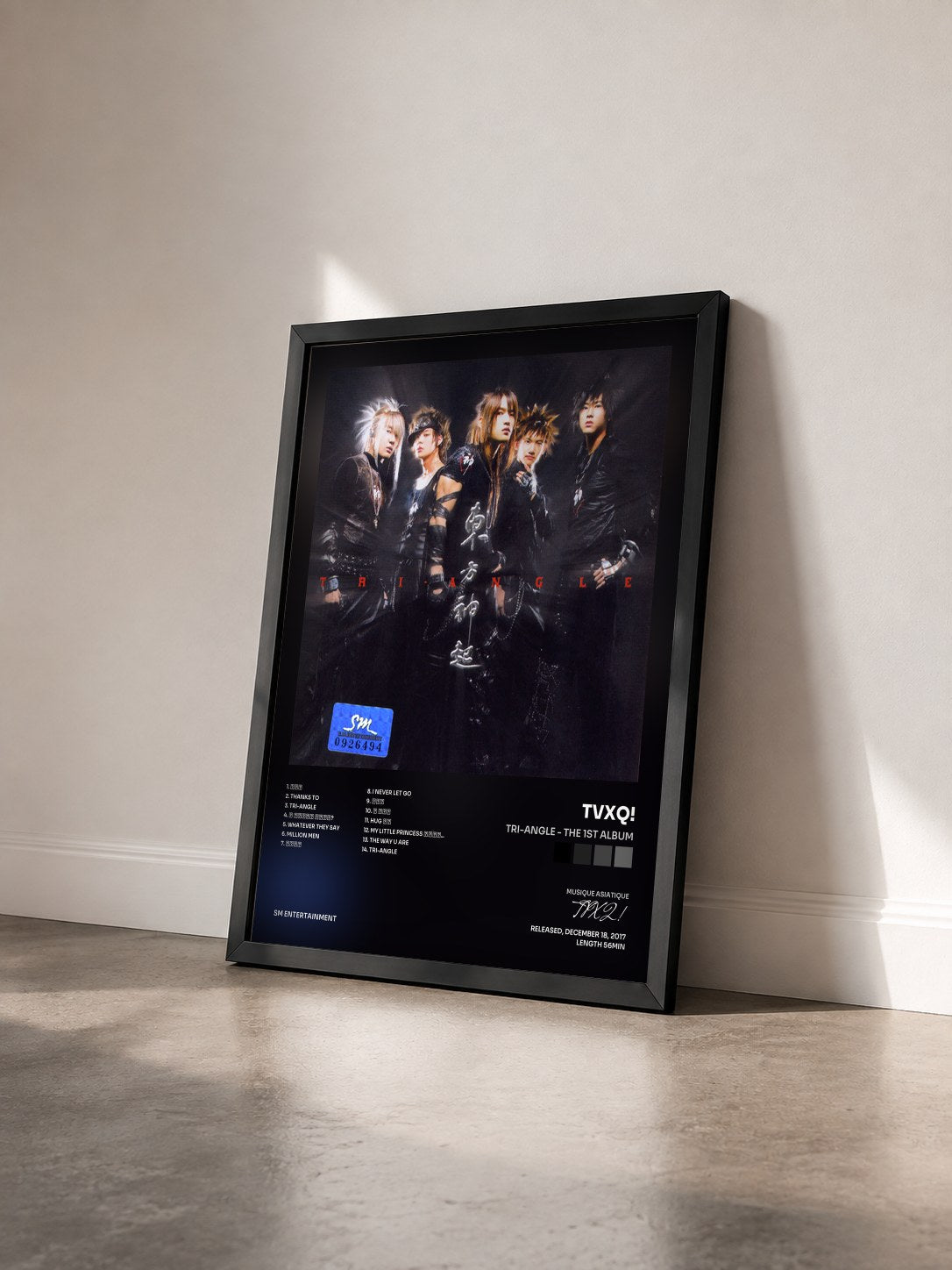 #noir Tableau de l'album Tri-Angle - The 1st Album de TVXQ! vu de trois quarts, cadre noir