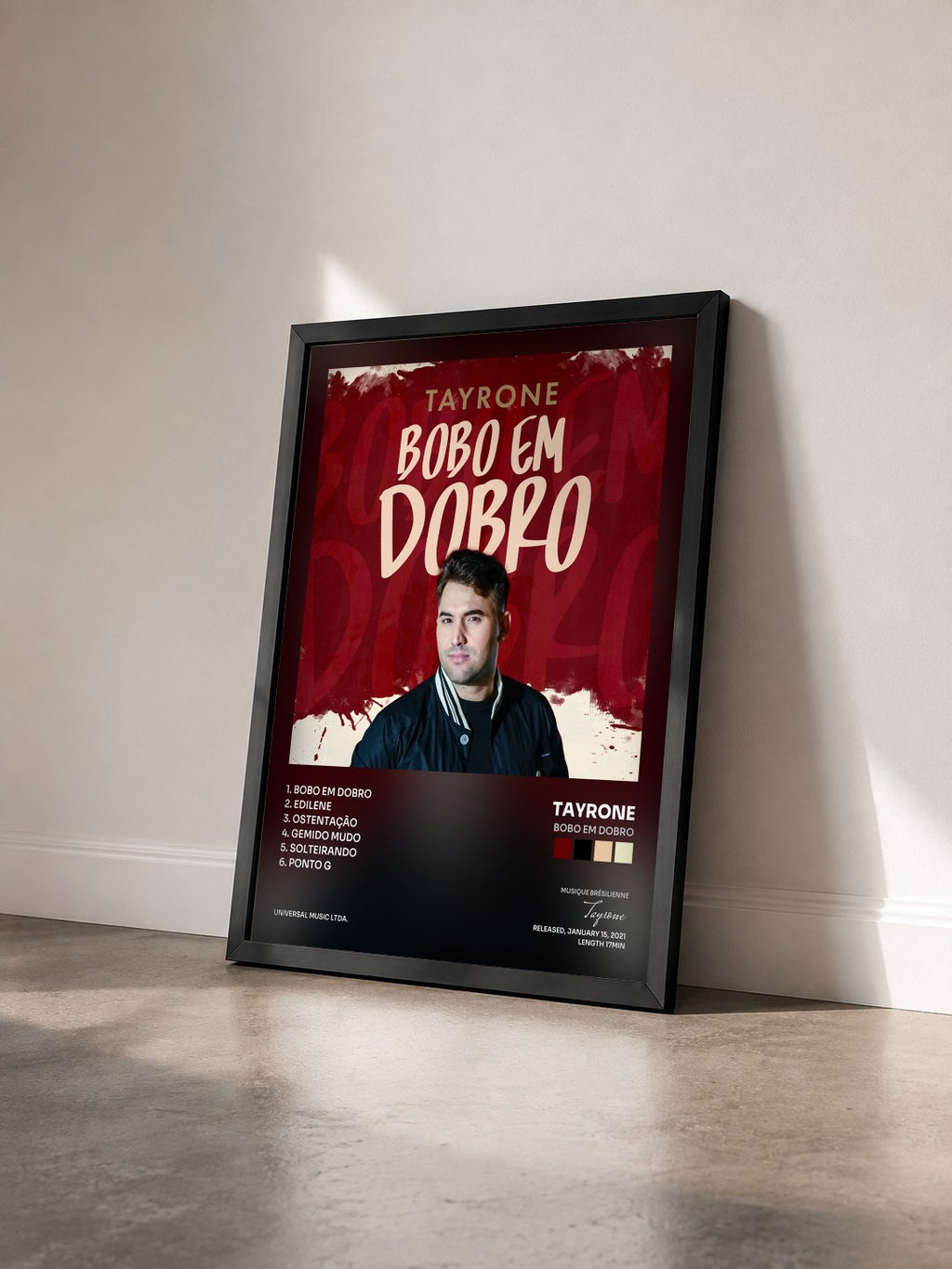#noir Tableau de l'album Bobo Em Dobro de Tayrone vu de trois quarts, cadre noir