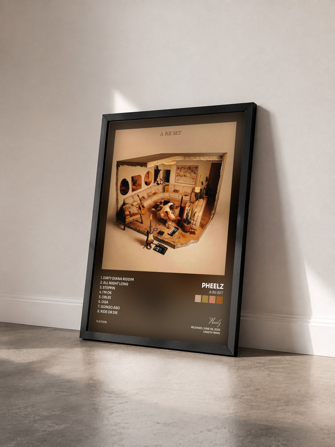 #noir Tableau de l'album A Rii Set de Pheelz vu de trois quarts, cadre noir