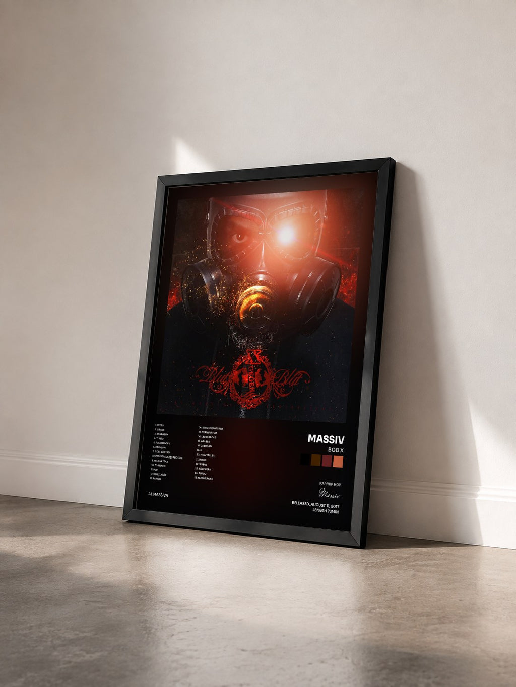 #noir Tableau de l'album BGB X de Massiv vu de trois quarts, cadre noir