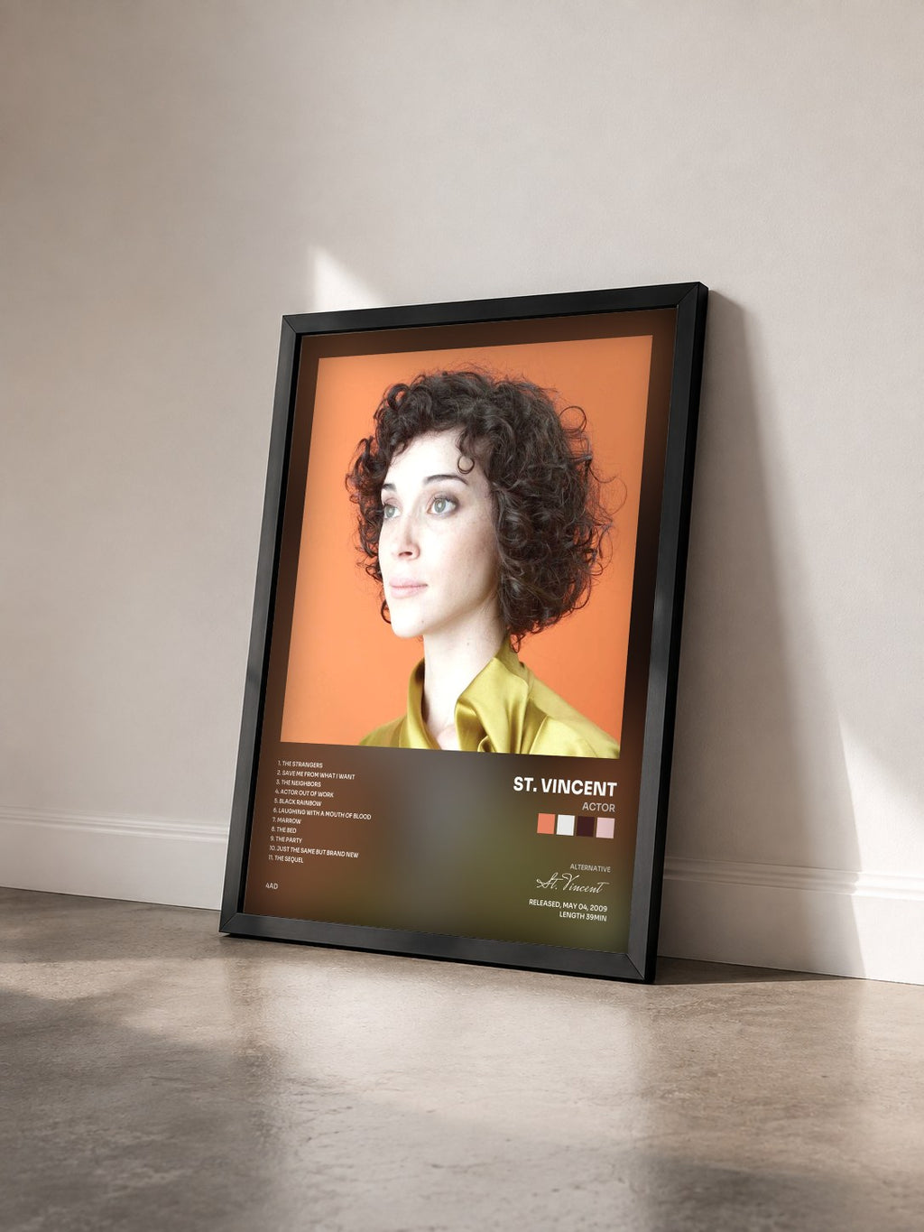 #noir Tableau de l'album Actor de St. Vincent vu de trois quarts, cadre noir