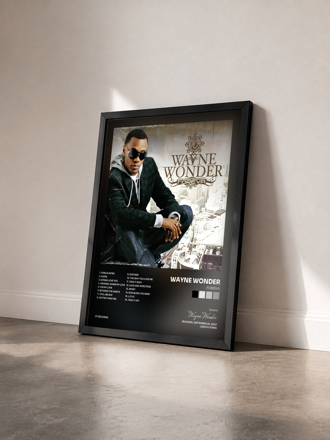 #noir Tableau de l'album Foreva de Wayne Wonder vu de trois quarts, cadre noir