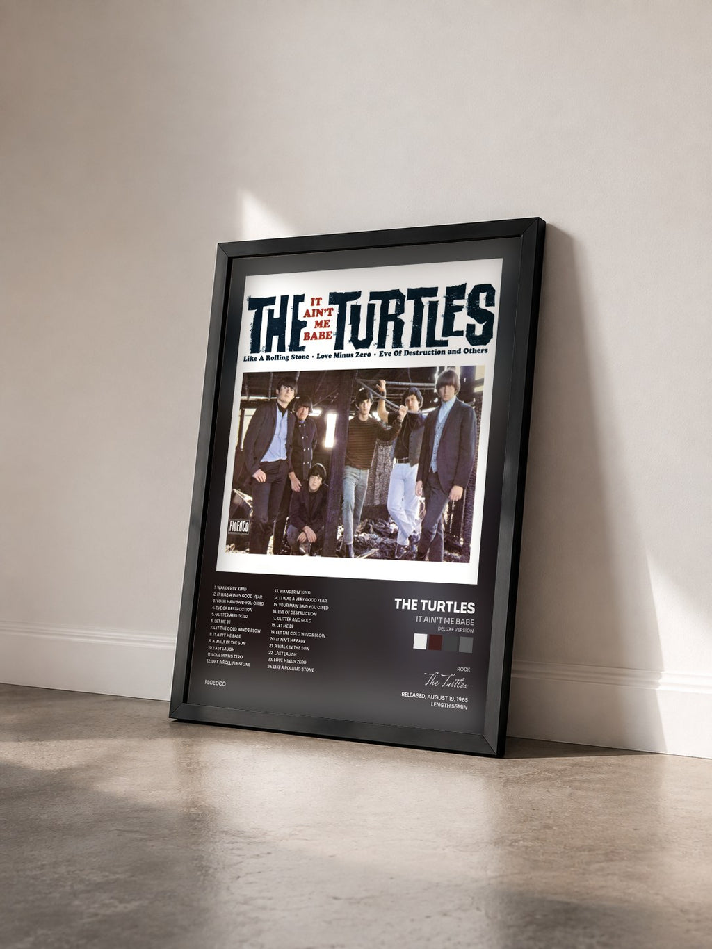 #noir Tableau de l'album It Ain't Me Babe (Deluxe Version) de The Turtles vu de trois quarts, cadre noir