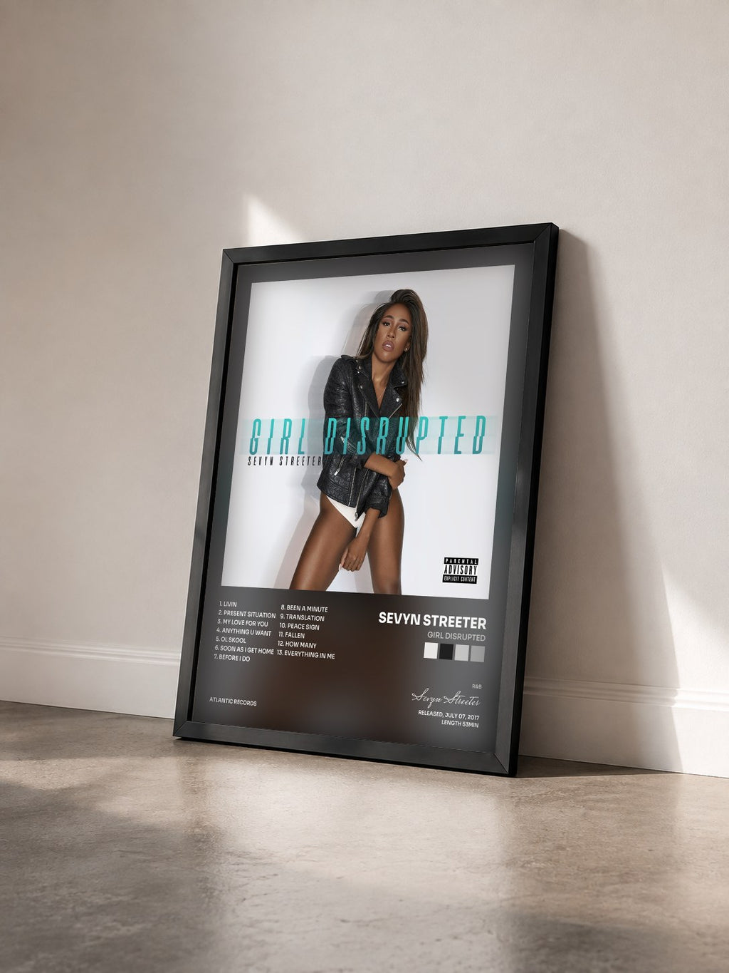 #noir Tableau de l'album Girl Disrupted de Sevyn Streeter vu de trois quarts, cadre noir