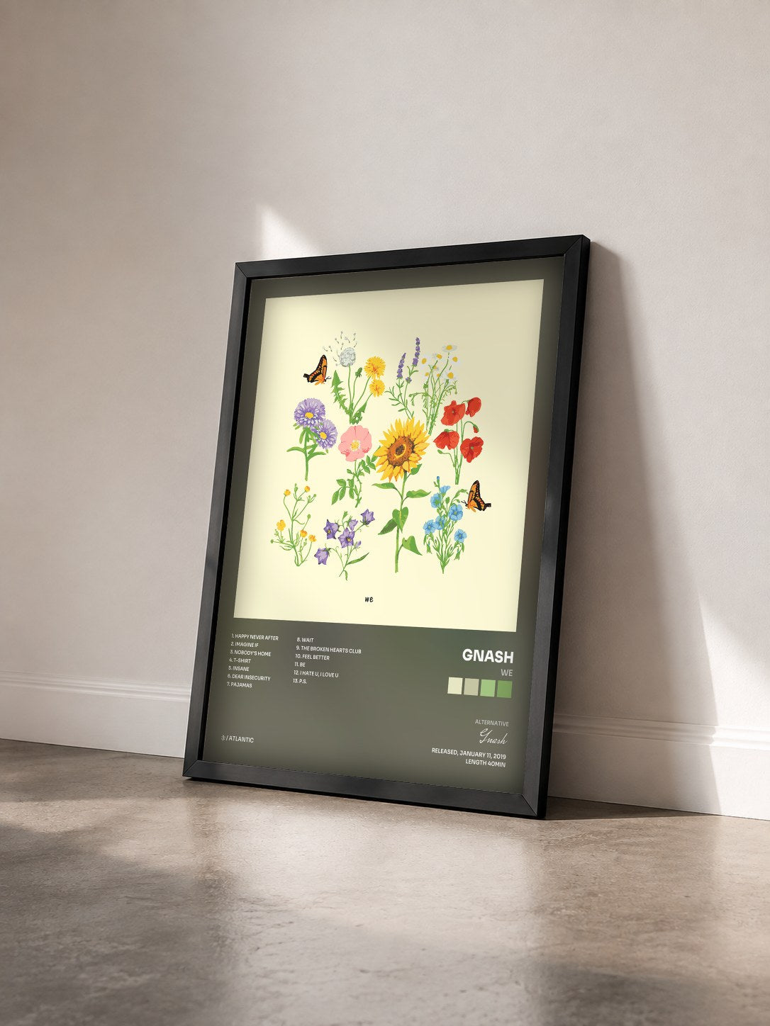 #noir Tableau de l'album we de Gnash vu de trois quarts, cadre noir