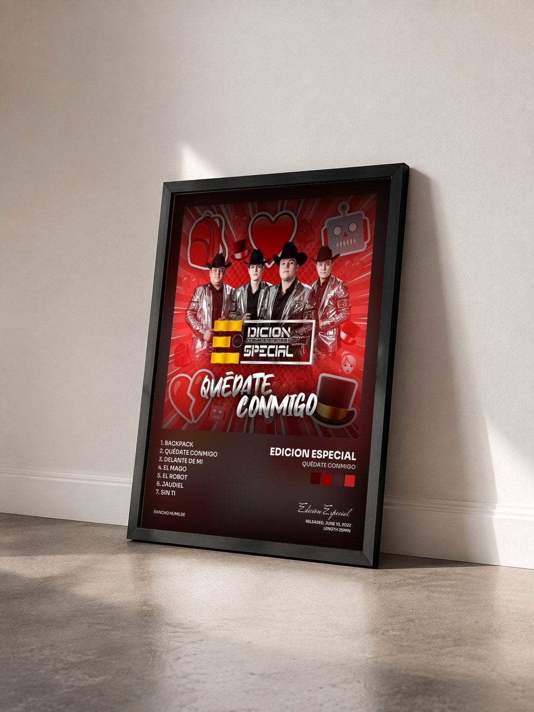 #noir Tableau de l'album Quédate Conmigo de Edicion Especial vu de trois quarts, cadre noir