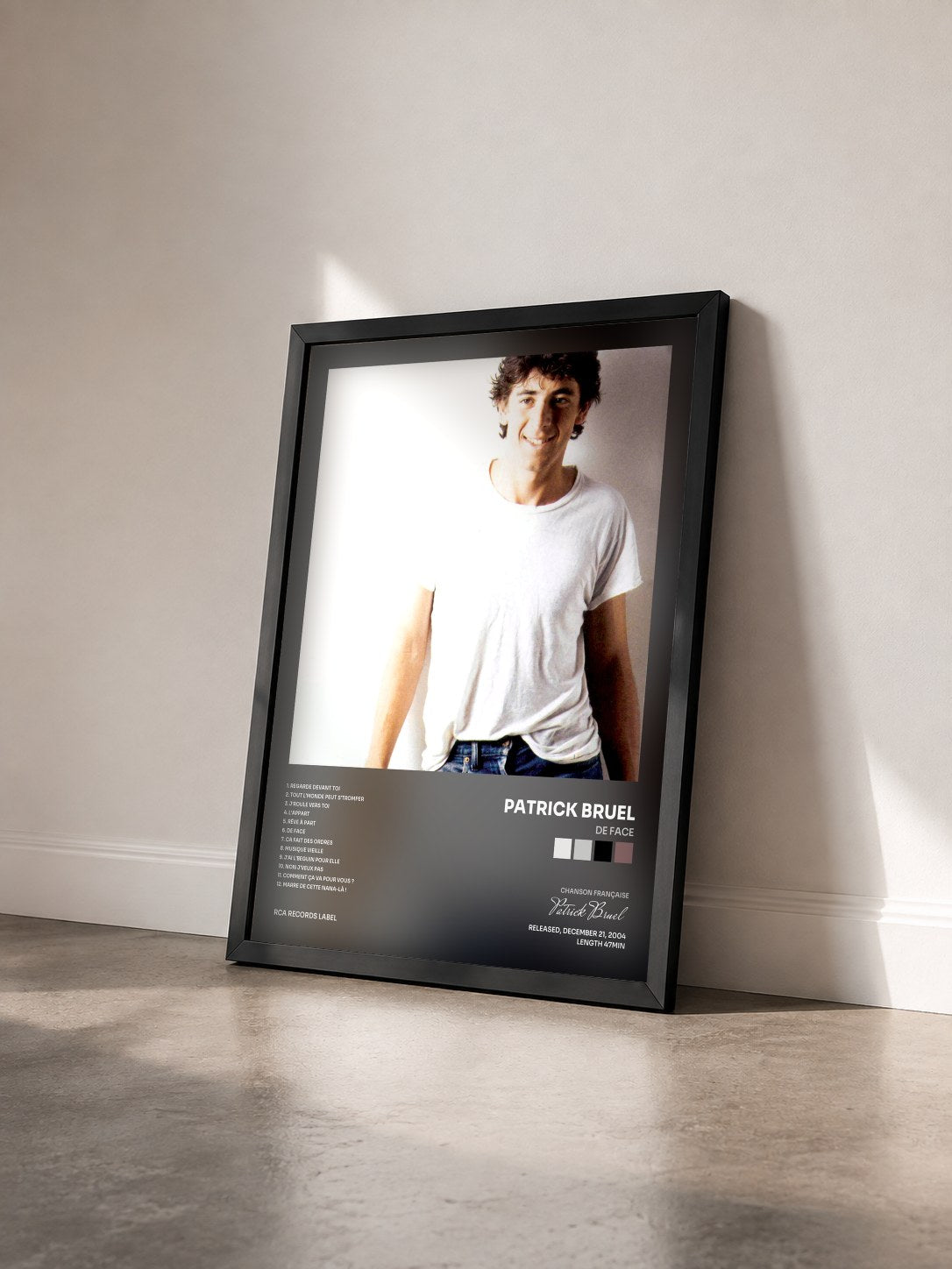 #noir Tableau de l'album De Face de Patrick Bruel vu de trois quarts, cadre noir