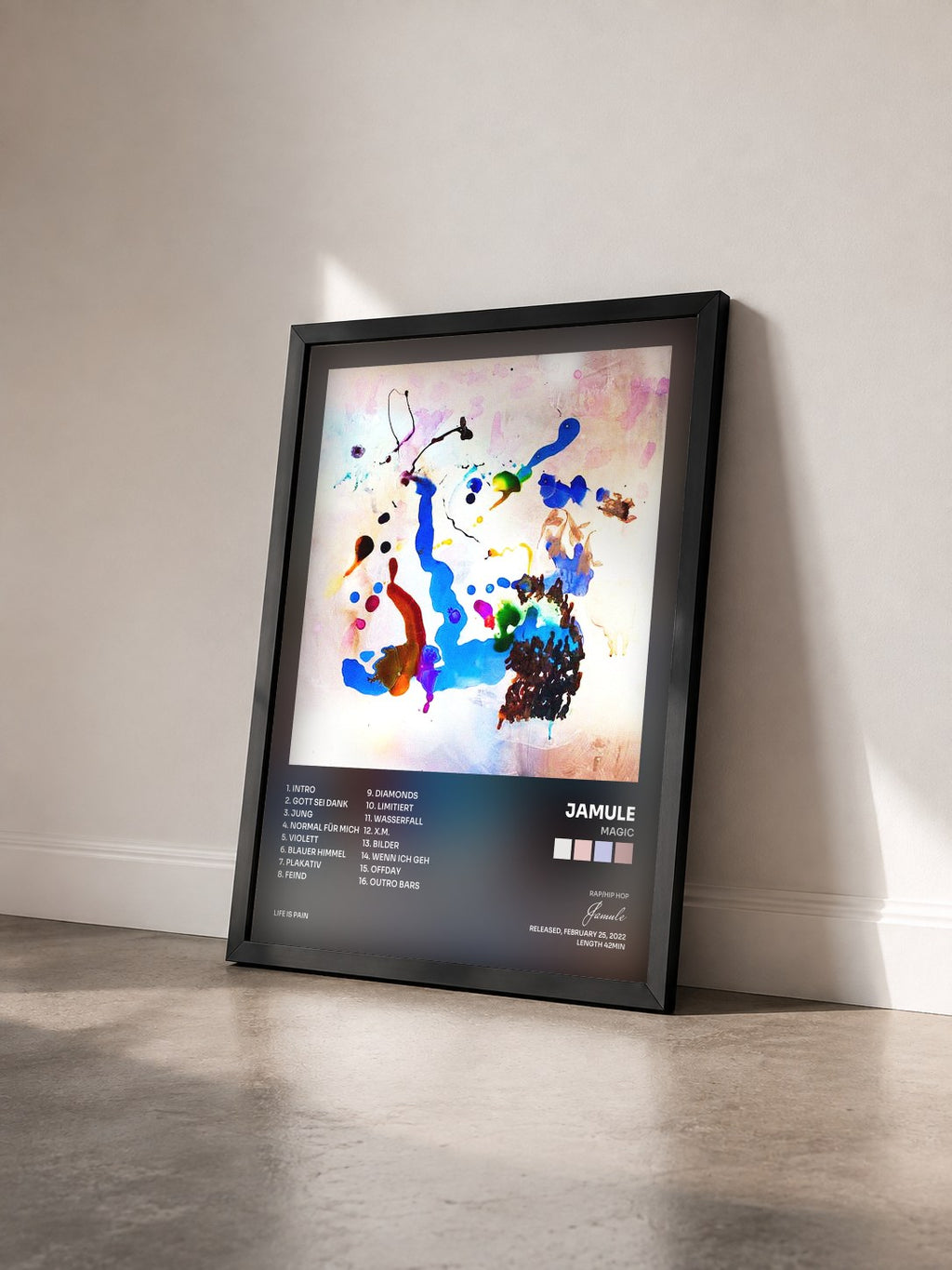 #noir Tableau de l'album Magic de Jamule vu de trois quarts, cadre noir