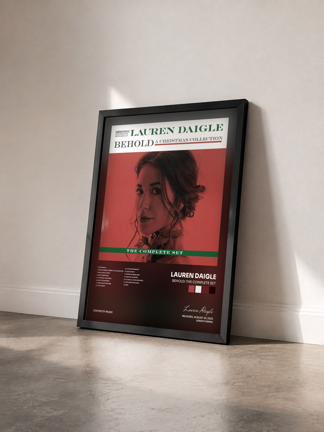 #noir Tableau de l'album Behold: The Complete Set de Lauren Daigle vu de trois quarts, cadre noir