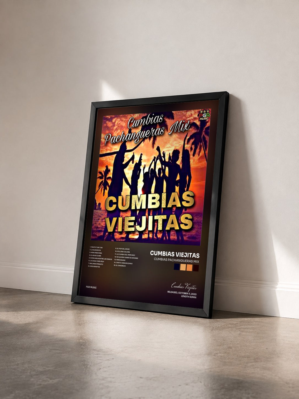 #noir Tableau de l'album Cumbias Pachangueras Mix de Cumbias Viejitas vu de trois quarts, cadre noir