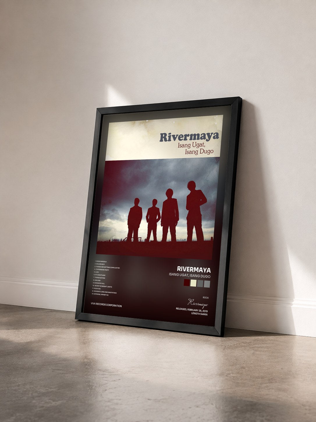 #noir Tableau de l'album Isang Ugat, Isang Dugo de Rivermaya vu de trois quarts, cadre noir
