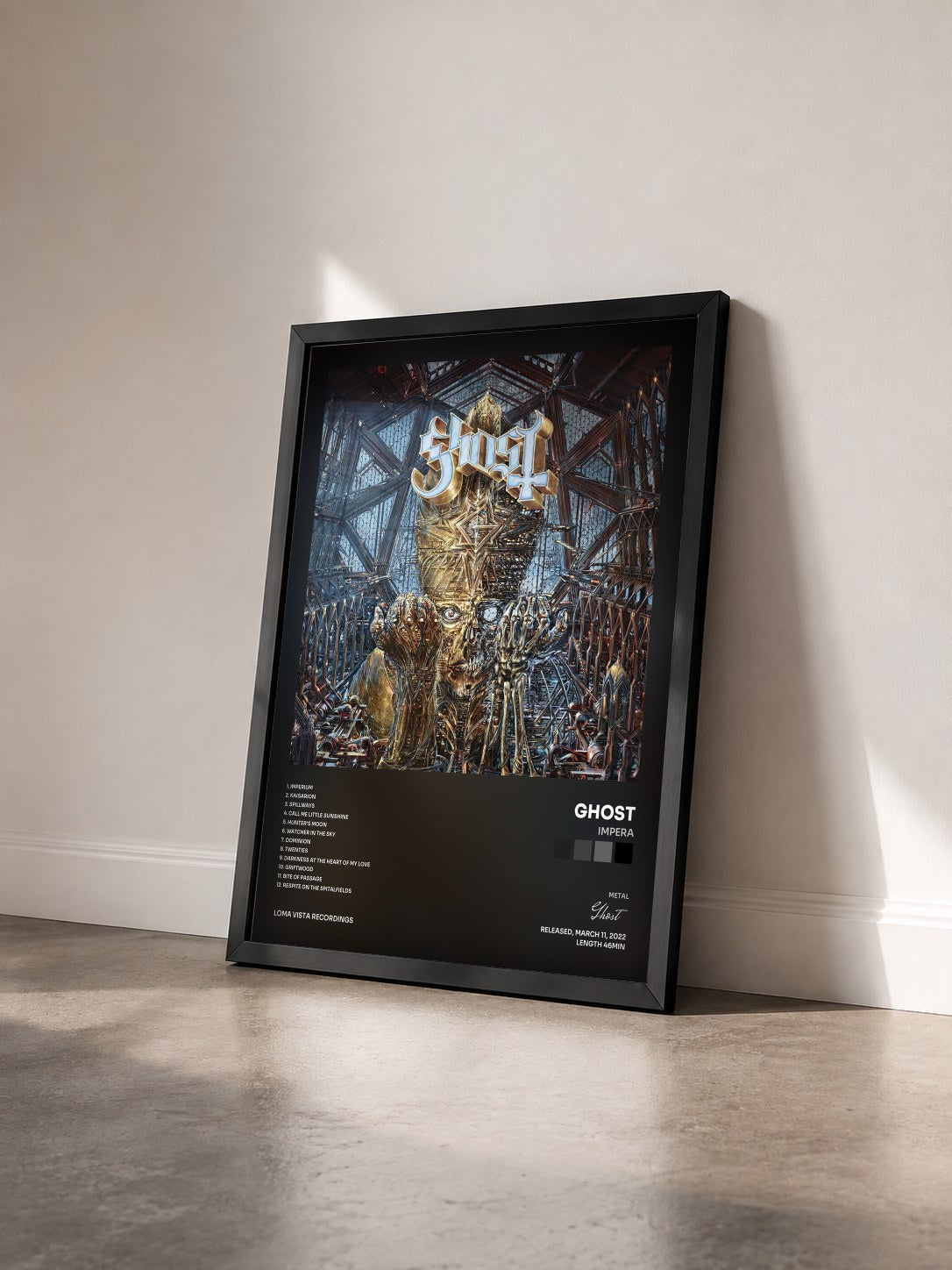#noir Tableau de l'album IMPERA de Ghost vu de trois quarts, cadre noir