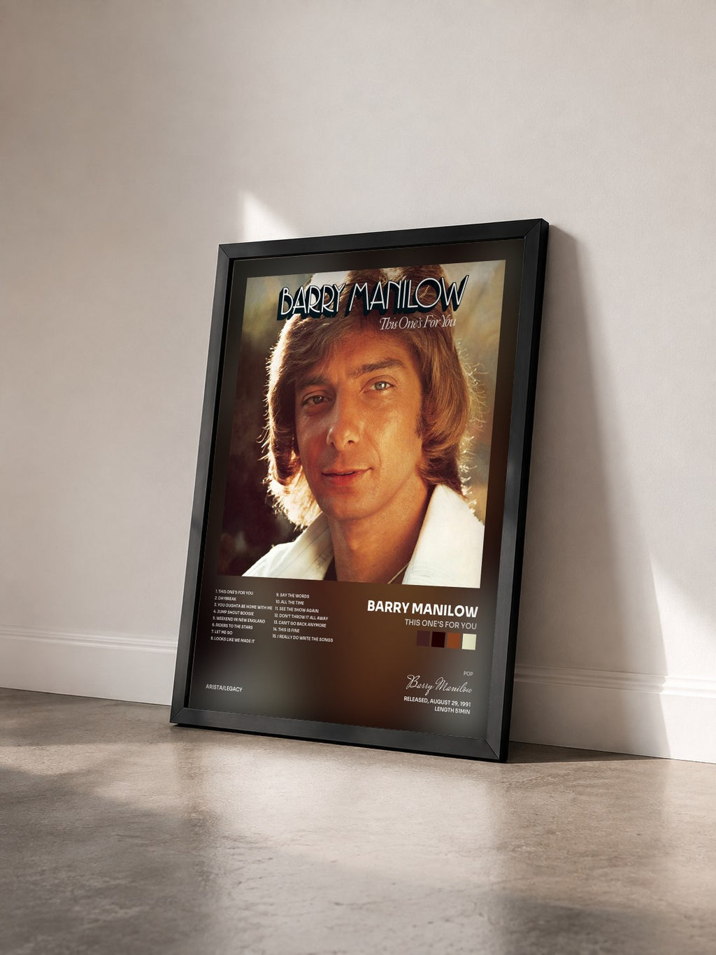 #noir Tableau de l'album This One's For You de Barry Manilow vu de trois quarts, cadre noir