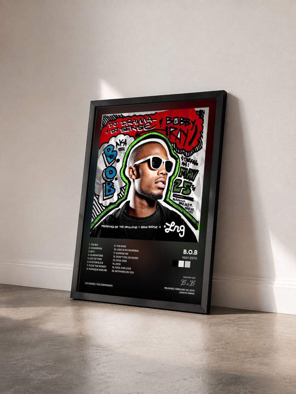 #noir Tableau de l'album May 25th de B.o.B vu de trois quarts, cadre noir