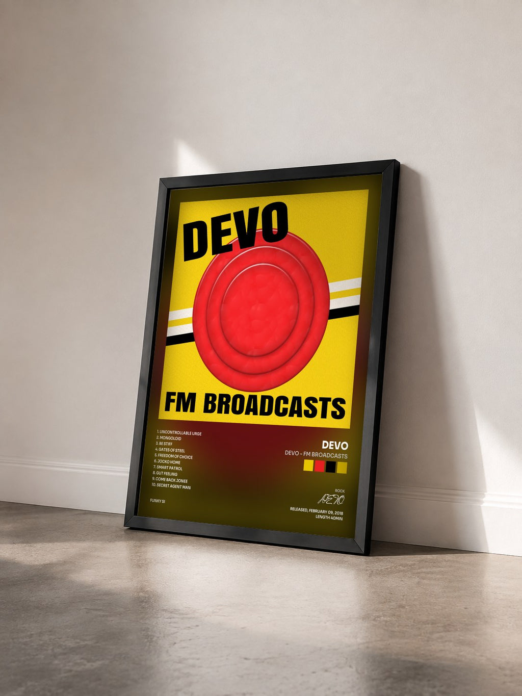#noir Tableau de l'album Devo - FM Broadcasts de DEVO vu de trois quarts, cadre noir