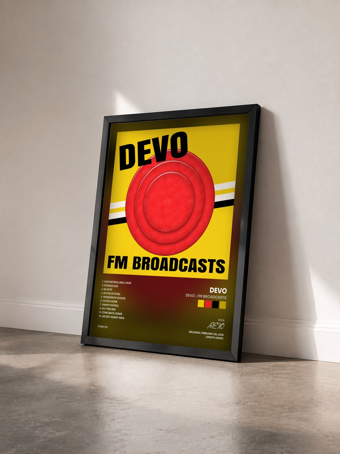 #noir Tableau de l'album Devo - FM Broadcasts de DEVO vu de trois quarts, cadre noir