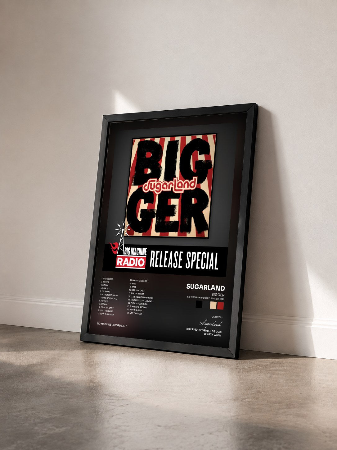 #noir Tableau de l'album Bigger (Big Machine Radio Release Special) de Sugarland vu de trois quarts, cadre noir