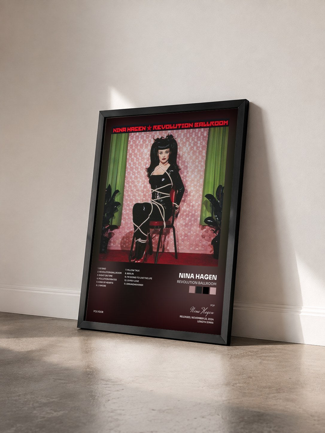 #noir Tableau de l'album Revolution Ballroom de Nina Hagen vu de trois quarts, cadre noir