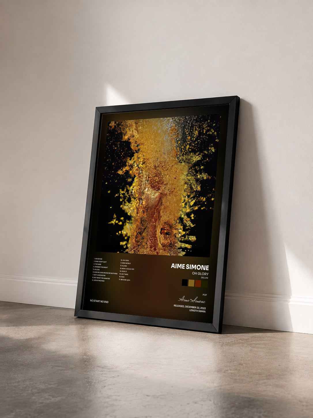 #noir Tableau de l'album Oh Glory (Deluxe) de Aime Simone vu de trois quarts, cadre noir