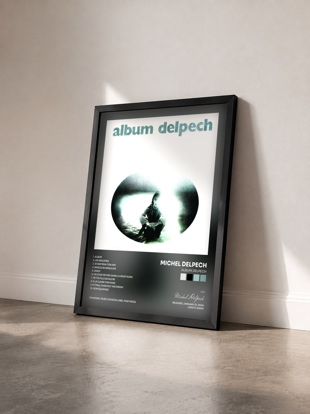 #noir Tableau de l'album Album Delpech de Michel Delpech vu de trois quarts, cadre noir