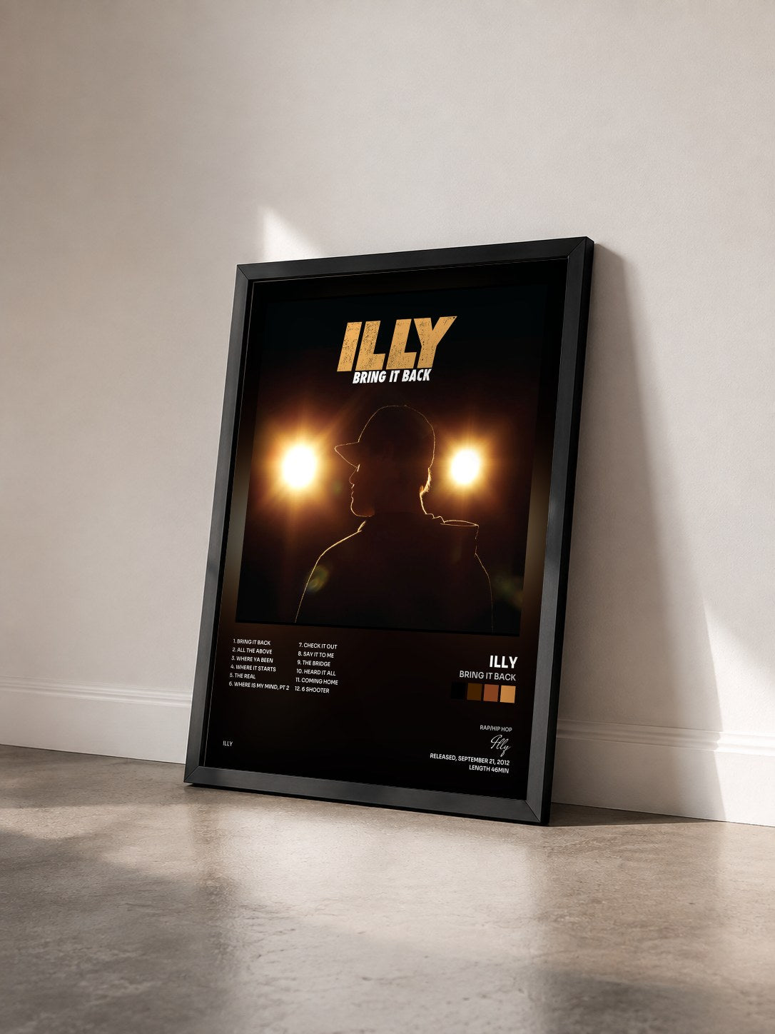 #noir Tableau de l'album Bring It Back de Illy vu de trois quarts, cadre noir