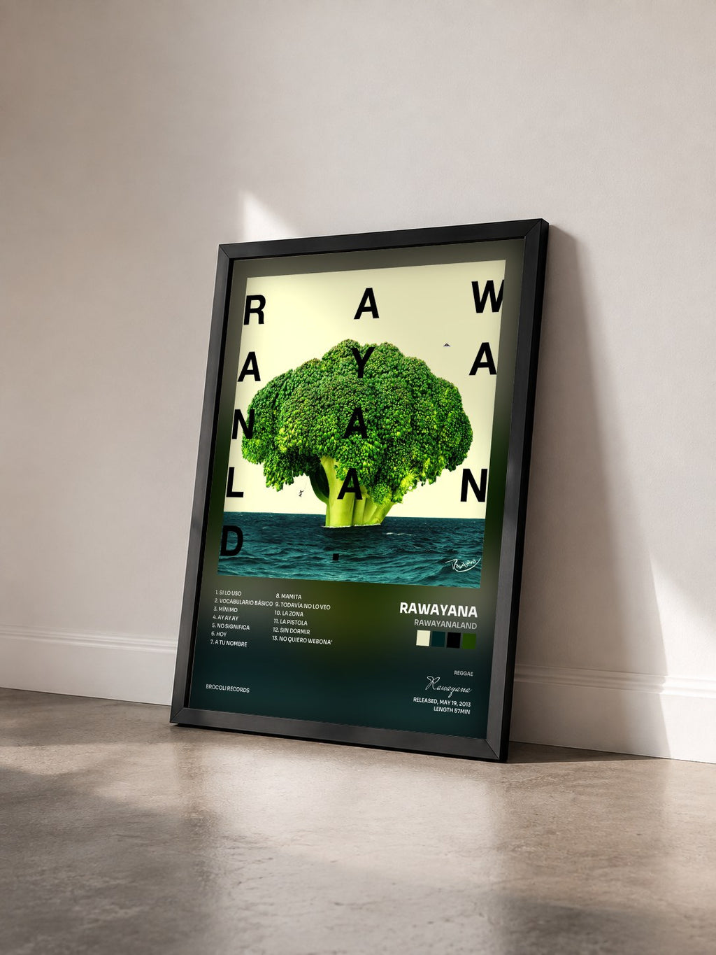 #noir Tableau de l'album RawayanaLand de Rawayana vu de trois quarts, cadre noir